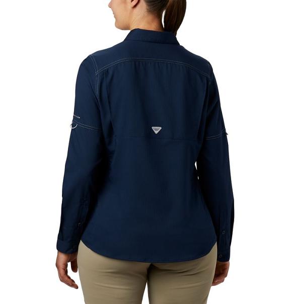 Columbia PFG Lo Drag Shirts Navy For Women's NZ50483 New Zealand